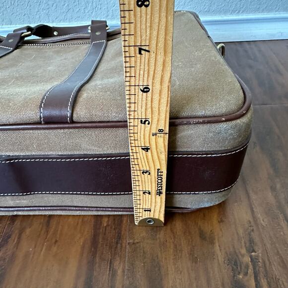 THE WHITE WING Bag Brown Canvas Leather Briefcase Messenger Crossbody Business - Picture 16 of 16